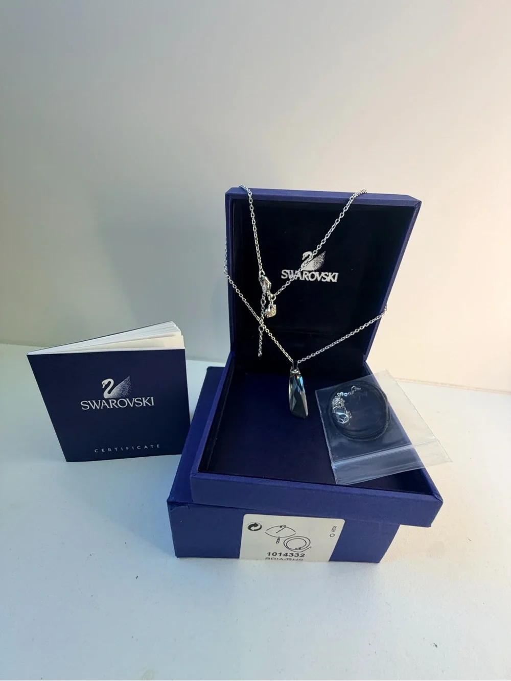 Swarovski Clear Crystal Faceted Pendant Necklace with Silver Chain